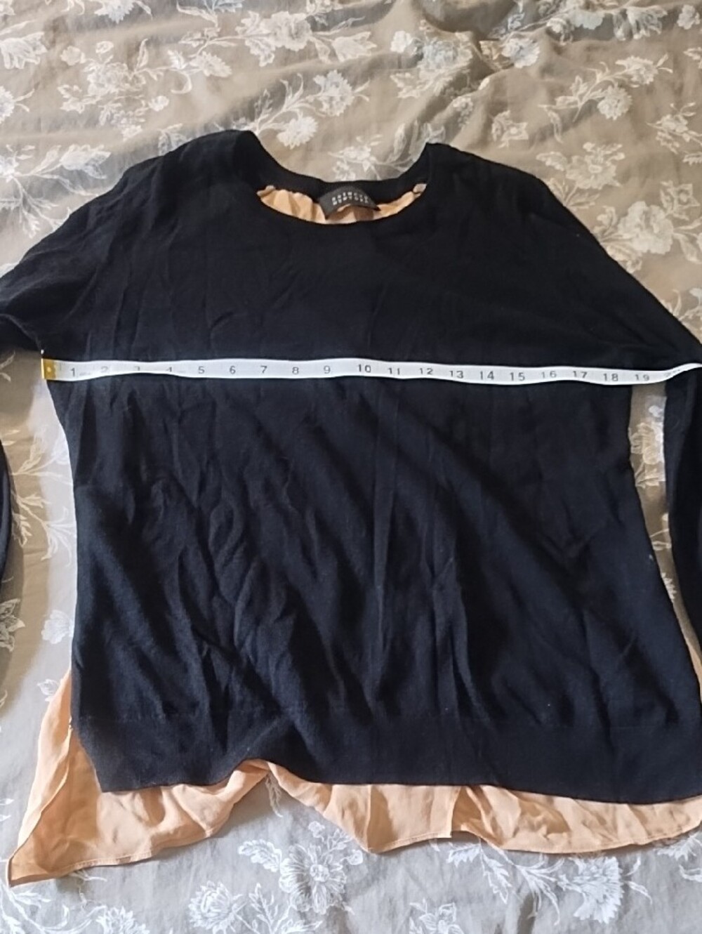 Barneys New York Black Top with Silk Peach Back - Picture 3 of 9